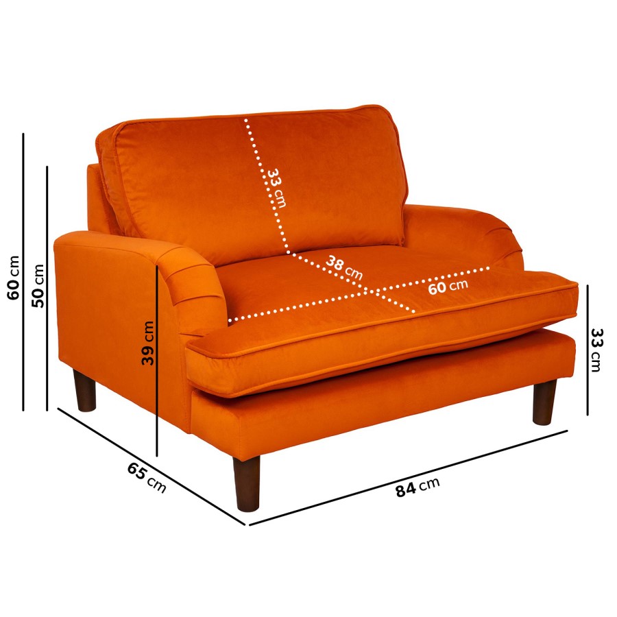 Orange Velvet Kids Armchair - Payton