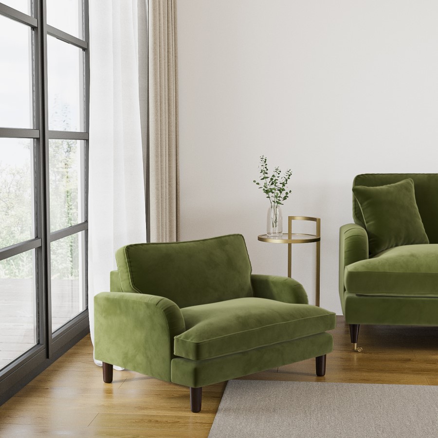 Payton Olive Green Velvet Pet Sofa - Suitable for Dogs & Cats