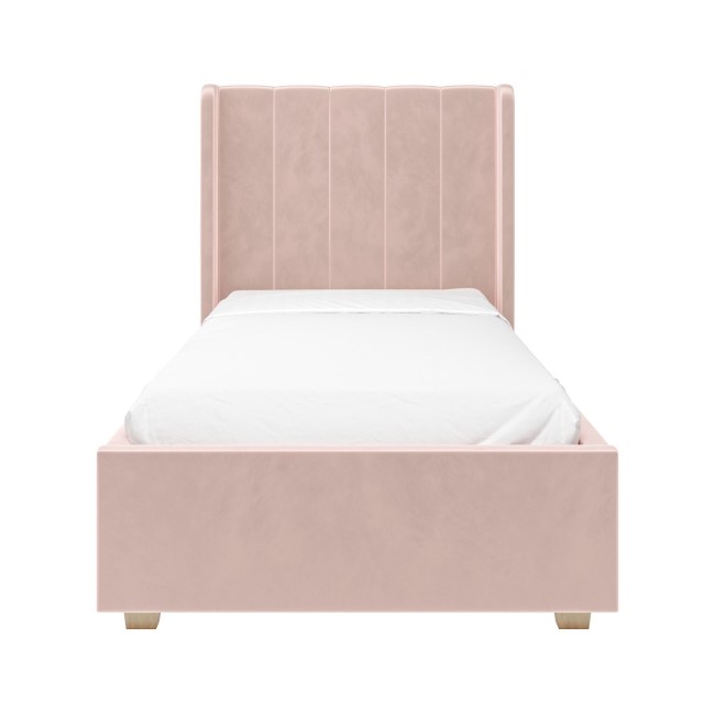 Pink Velvet Single Bed Frame with Storage Drawer - Phoebe