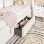 Cream Fabric Single Bed Frame with Storage Drawer - Phoebe