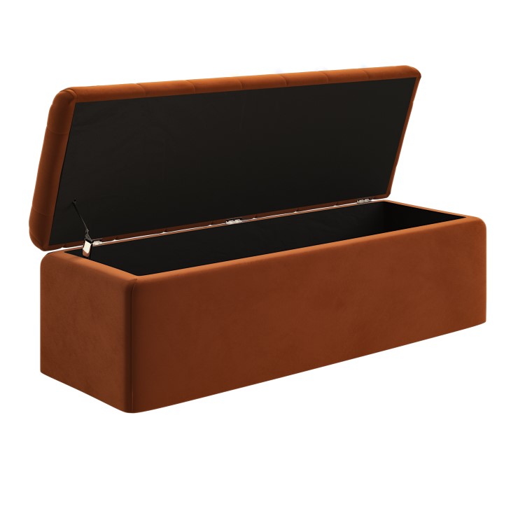 Rust Orange Velvet Ottoman Blanket Box - Pippa