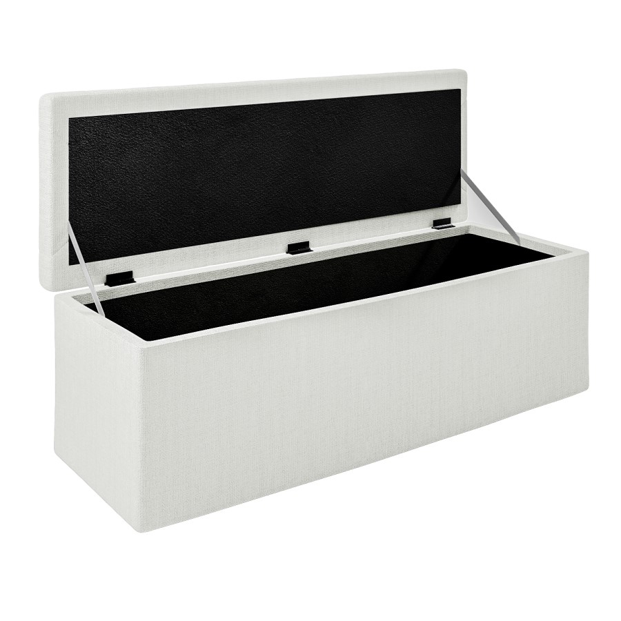 GRADE A1 - Cream Woven Fabric Ottoman Blanket Box - Safina