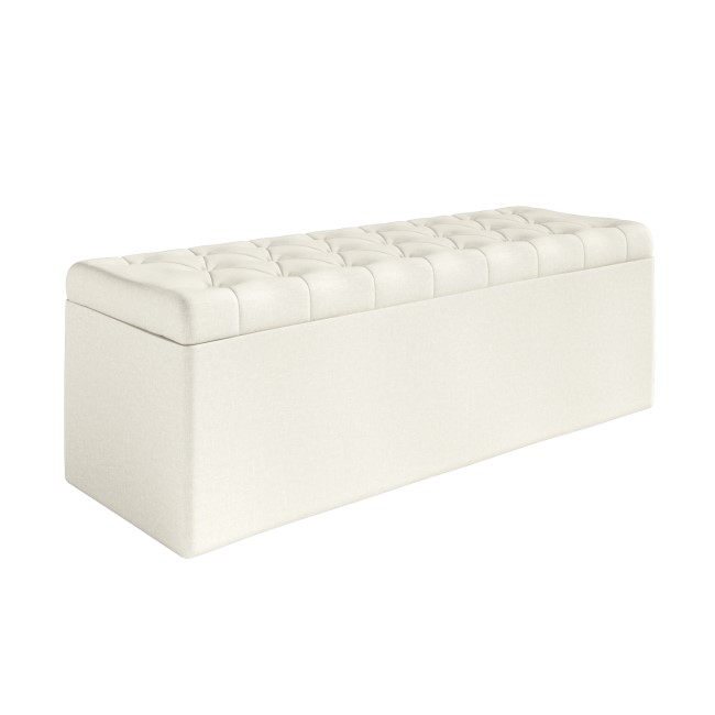 Ottoman Storage Blanket Box in Cream Fabric - Safina