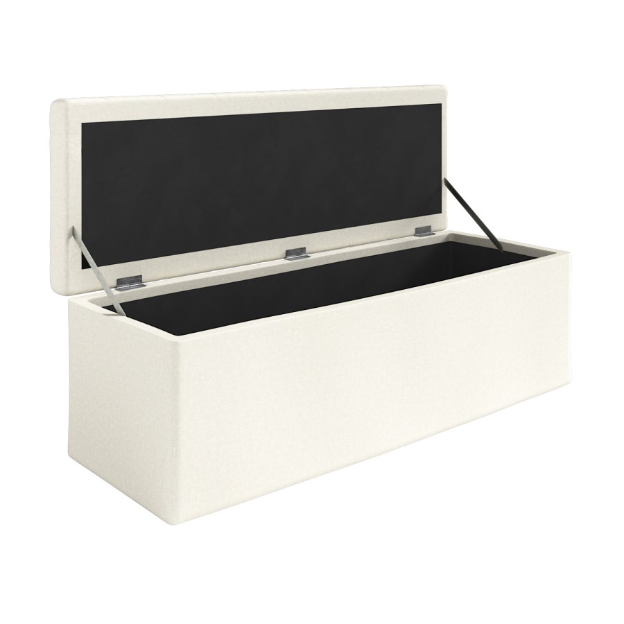 Cream Upholstered Double Ottoman Bed with Blanket Box - Safina