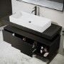 1200mm Black Wall Hung Countertop Double Vanity Unit with Rectangular Basin and Shelves - Porto