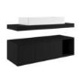 1200mm Black Wall Hung Countertop Double Vanity Unit with Rectangular Basin and Shelves - Porto