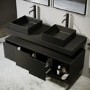 1200mm Black Wall Hung Countertop Double Vanity Unit with Black Rectangular Basins and Shelves - Porto