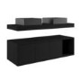 1200mm Black Wall Hung Countertop Double Vanity Unit with Black Rectangular Basins and Shelves - Porto