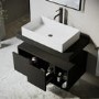 800mm Black Wall Hung Countertop Vanity Unit with Rectangular Basin and Shelves - Porto