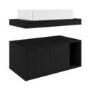 800mm Black Wall Hung Countertop Vanity Unit with Rectangular Basin and Shelves - Porto