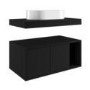 800mm Black Wall Hung Countertop Vanity Unit with Oval Basin and Shelves - Porto