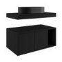 800mm Black Wall Hung Countertop Vanity Unit with Black Oval Basin and Shelves - Porto