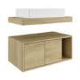 800mm Oak Wall Hung Countertop Vanity Unit with Rectangular Basin and Shelves - Porto