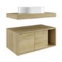 800mm Oak Wall Hung Countertop Vanity Unit with Oval Basin and Shelves - Porto