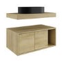 Grade A1 - 800mm Wood Effect Wall Hung Countertop Vanity Unit with Black Oval Basin and Shelf - Porto