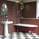 BUN/PRBURSB1670/98806 Burgandy Freestanding Single Ended Shower Bath with Chrome Screen & Feet 1670 x 740mm - Park Royal