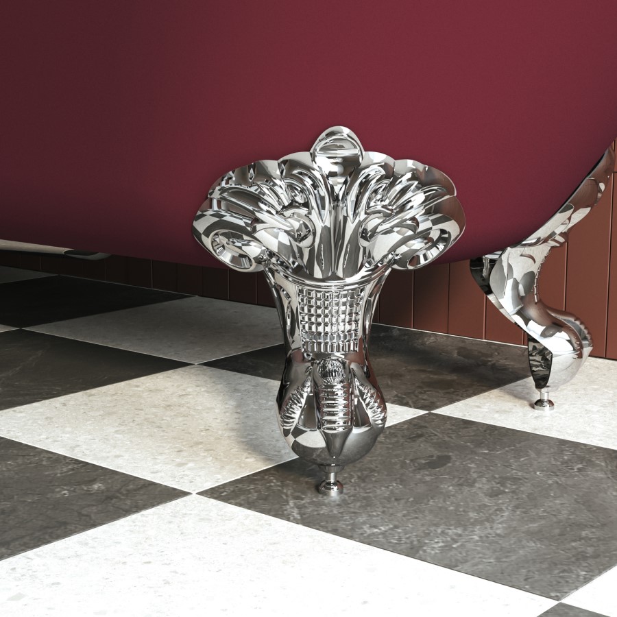 Burgandy Freestanding Single Ended Shower Bath with Chrome Screen & Feet 1670 x 740mm - Park Royal