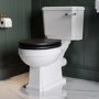 Close Coupled Traditional Toilet with Black Wooden Soft Close Seat & Brushed Brass Handle - Park Royal