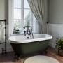 Freestanding Dark Green  Double Ended Roll Top Bath with Black Feet 1515 x 740mm - Park Royal