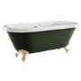 Freestanding Dark Green  Double Ended Roll Top Bath with Brass Feet 1515 x 740mm - Park Royal