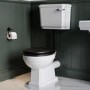 Close Coupled Traditional Low Level Short Projection Toilet with Black Wooden Soft Close Seat & Black Fittings - Park Royal