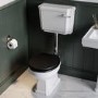 Close Coupled Traditional Low Level Short Projection Toilet with Black Wooden Soft Close Seat & Chrome Fittings - Park Royal