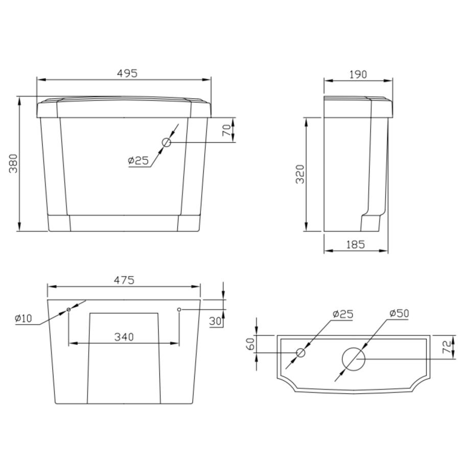 Close Coupled Traditional Low Level Short Projection Toilet with Black Wooden Soft Close Seat & Brass Fittings - Park Royal