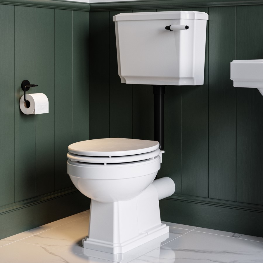 Park Royal  LL WC and WG Wood Soft Close Seat - Matt Black Flush Kit & Handle 