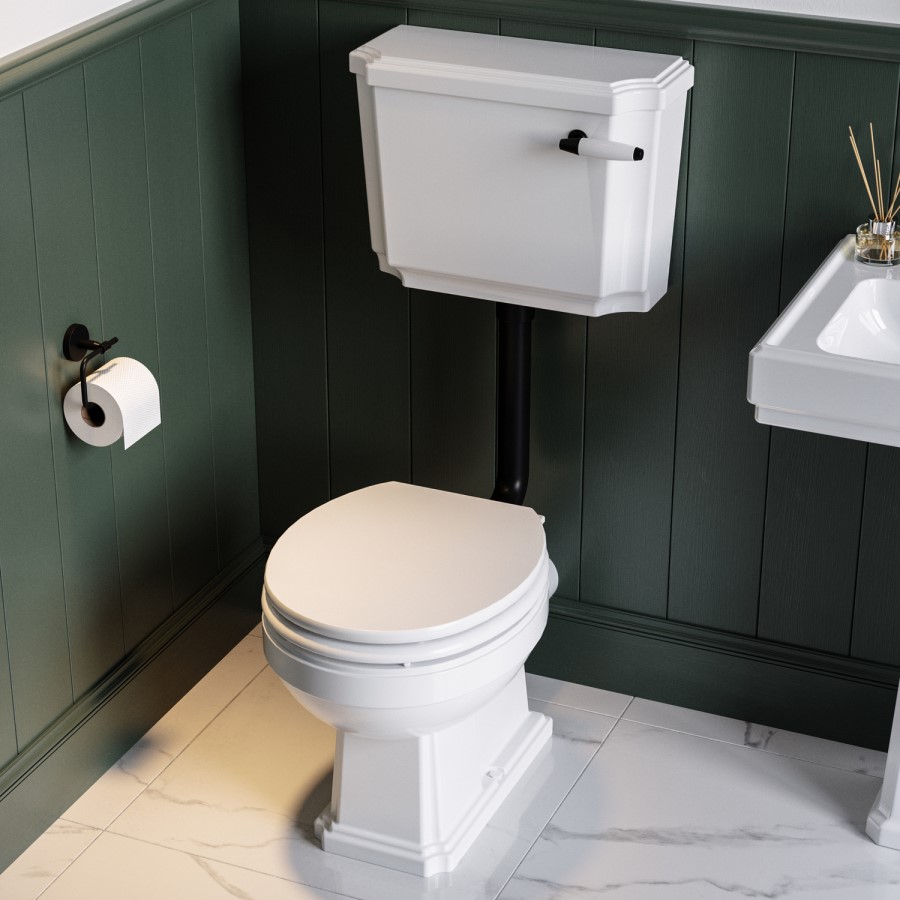 Park Royal  LL WC and WG Wood Soft Close Seat - Matt Black Flush Kit & Handle 