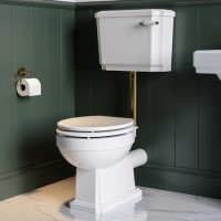 Park Royal  LL WC and WG Wood Soft Close Seat - Brushed Brass Flush Kit & Handle 