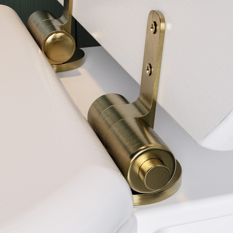 Park Royal  LL WC and WG Wood Soft Close Seat - Brushed Brass Flush Kit & Handle 
