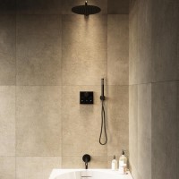 Black 3 Outlet Concealed Mixer Shower Set With Bath Filler Spout & Hand Shower - Priya