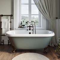 Freestanding Light Green Double Ended Roll Top Bath with Bronze Feet 1515 x 740mm - Park Royal