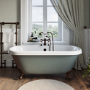 Freestanding Light Green Double Ended Roll Top Bath with Bronze Feet 1515 x 740mm - Park Royal