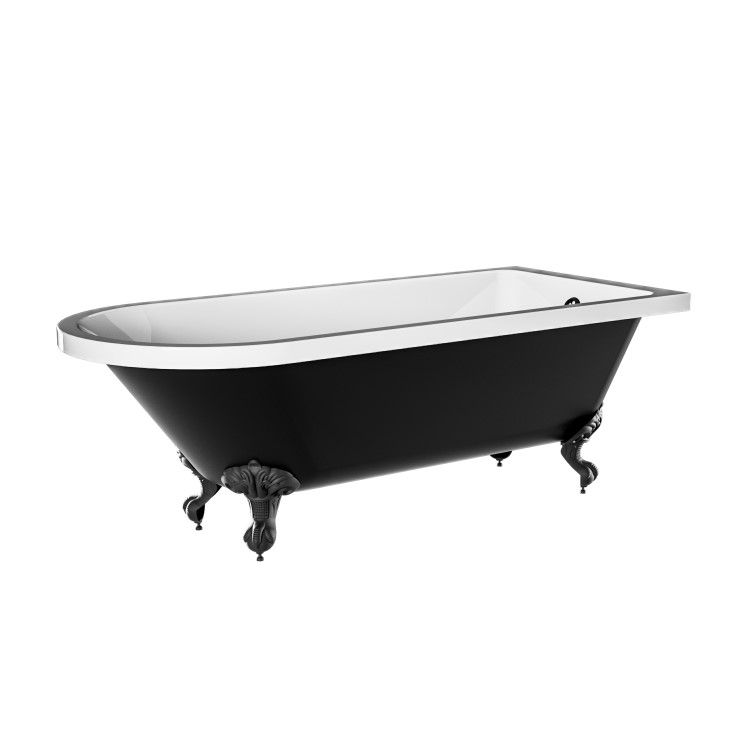 Black Freestanding Single Ended Bath with Black Feet 1670 x 740mm - Park Royal