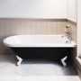 Black Freestanding Single Ended Bath with White Feet 1670 x 740mm - Park Royal