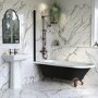Black Freestanding Single Ended Shower Bath with Bronze Feet & Black Bath Screen 1670 x 740mm - Park Royal