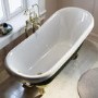 Dark Green Freestanding Single Ended Roll Top Slipper Bath with Brass Feet 1615 x 690mm - Park Royal