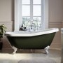 Dark Green Freestanding Single Ended Roll Top Slipper Bath with White Feet 1615 x 690mm - Park Royal