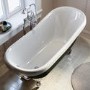 Dark Green Freestanding Single Ended Roll Top Slipper Bath with White Feet 1615 x 690mm - Park Royal