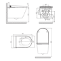 Matt Black Wall Hung Smart Bidet Japanese Toilet & 820mm Frame Cistern with Matt Black Pneumatic Flush Plate - Purificare
