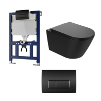 Matt Black Wall Hung Smart Bidet Japanese Toilet & 820mm Frame Cistern with Gunmetal Grey  Pneumatic Flush Plate - Purificare