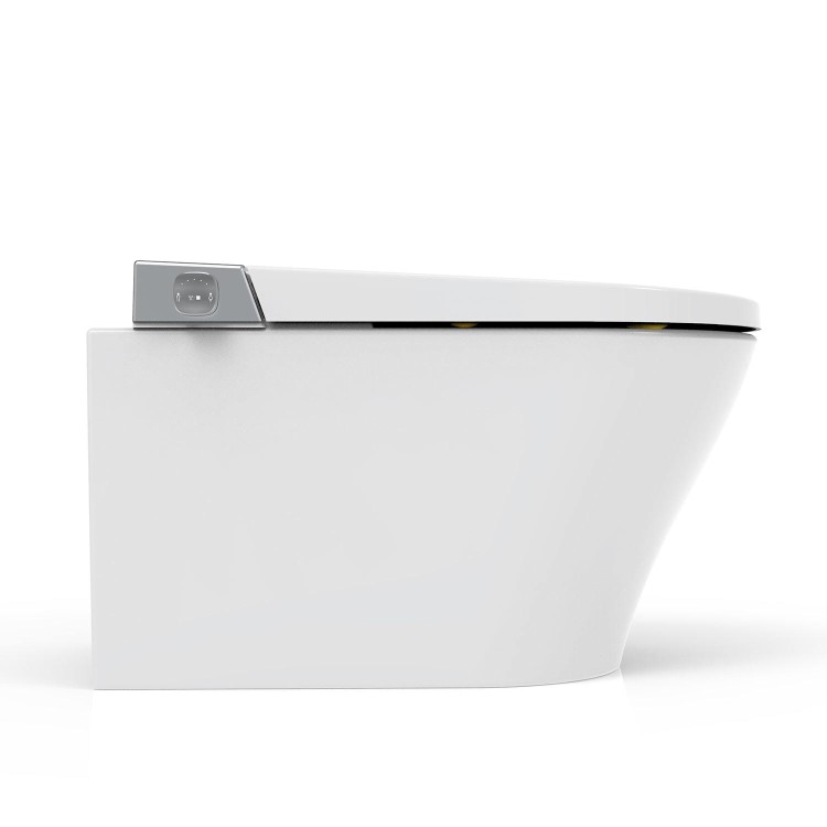 Wall Hung Smart Bidet Japanese Toilet with Heated Seat & 1160mm Frame Cistern and Black Sensor Flush Plate - Purificare