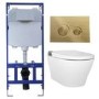 Wall Hung Smart Bidet Japanese Toilet with Heated Seat & 1160mm Frame Cistern and Brass Pneumatic Flush Plate - Purificare