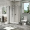 900mm Quadrant Shower Suite with Grey Wood 400mm Wall Hung Vanity Unit Toilet &amp; Tray - Ashford
