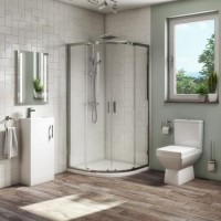 900 x 900mm Quadrant Shower Suite with 400mm White Vanity Unit  Toilet & Tray - Ashford