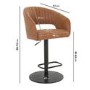 Oak and Black Bar Table Set with 2 Tan Faux Leather Adjustable Bar Stools - Quinn