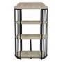 Oak and Black Bar Table Set with 2 Grey Faux Leather Adjustable Bar Stools - Quinn