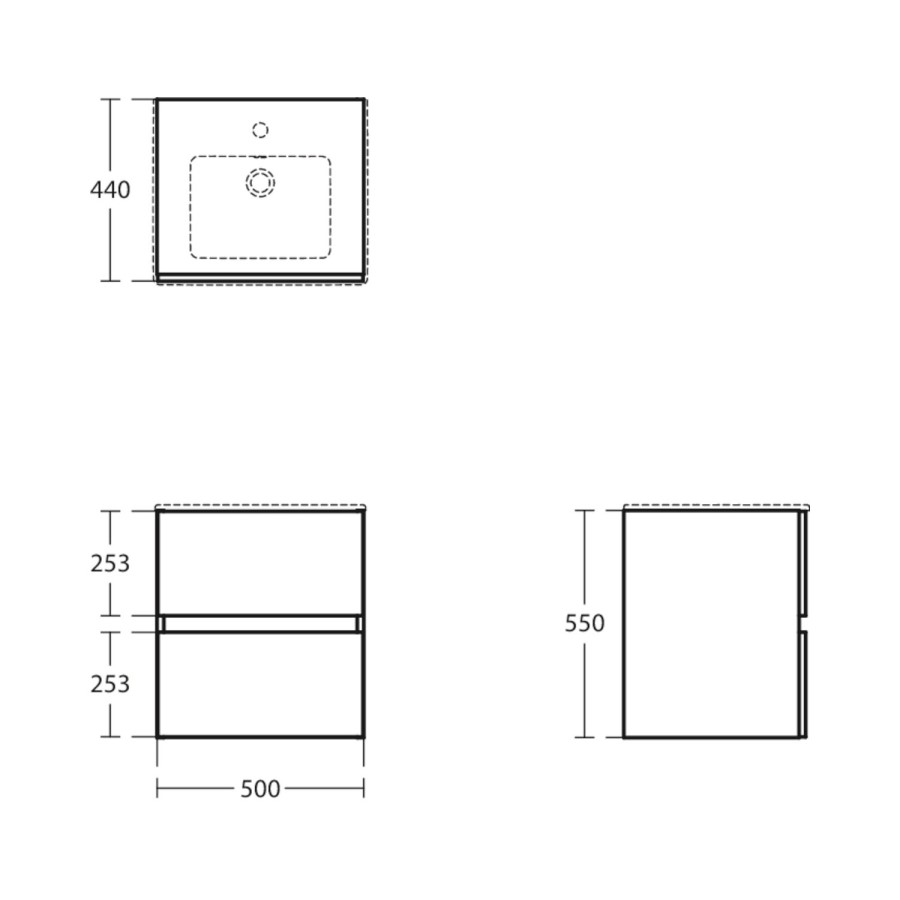 500mm Ideal Standard Eurovit+ White Wall Hung Vanity Unit with Basin
