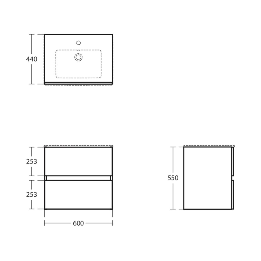 600mm Ideal Standard Eurovit+ Oak Wall Hung Vanity Unit with Basin